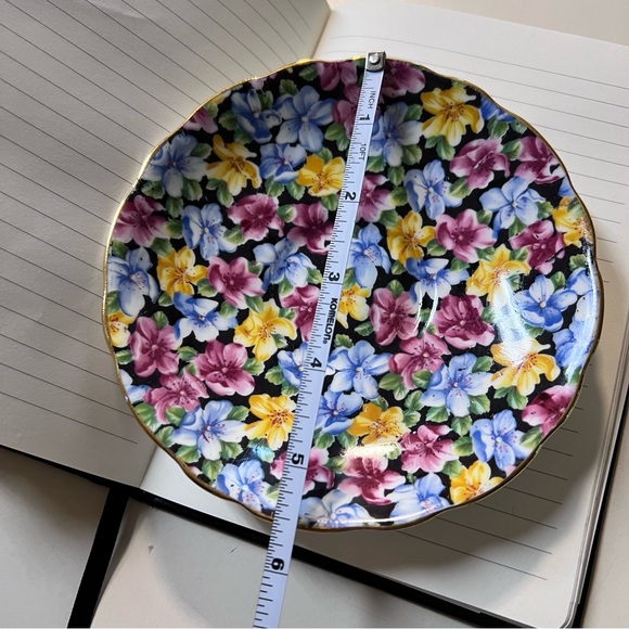 Vintage Radfords Bone China Multi Color Floral gold trim Print Saucer Dish - Picture 9 of 10